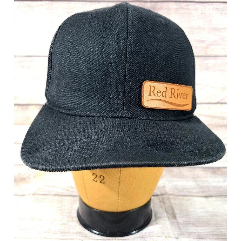 Branded Bills Men's Red River Snapback Baseball Cap Hat Black Adjustable